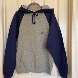 Team Bellagio Unisex Embroidered Hoodie Sweatshirt Gray/Navy Size Small